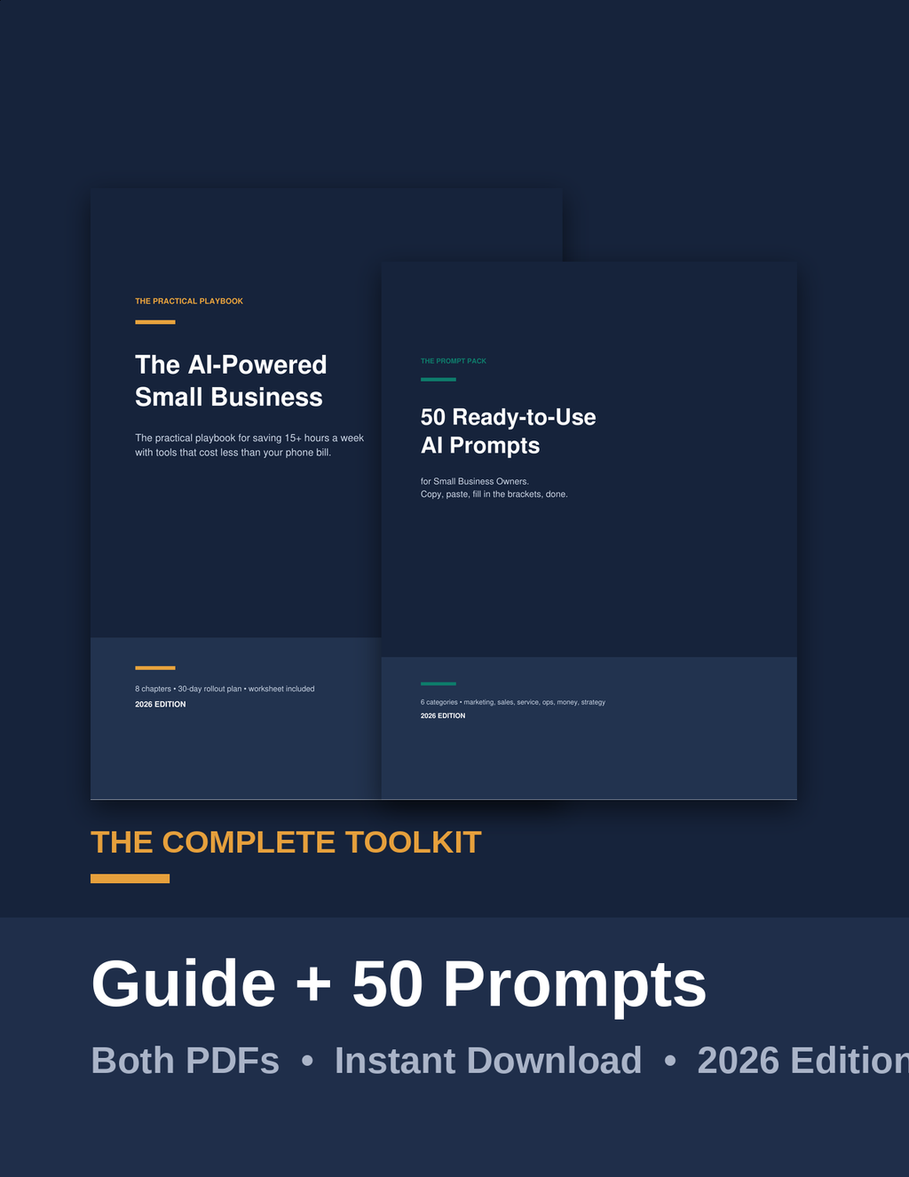 The Complete AI Toolkit for Small Business Owners (Guide + 50 Prompts Bundle)