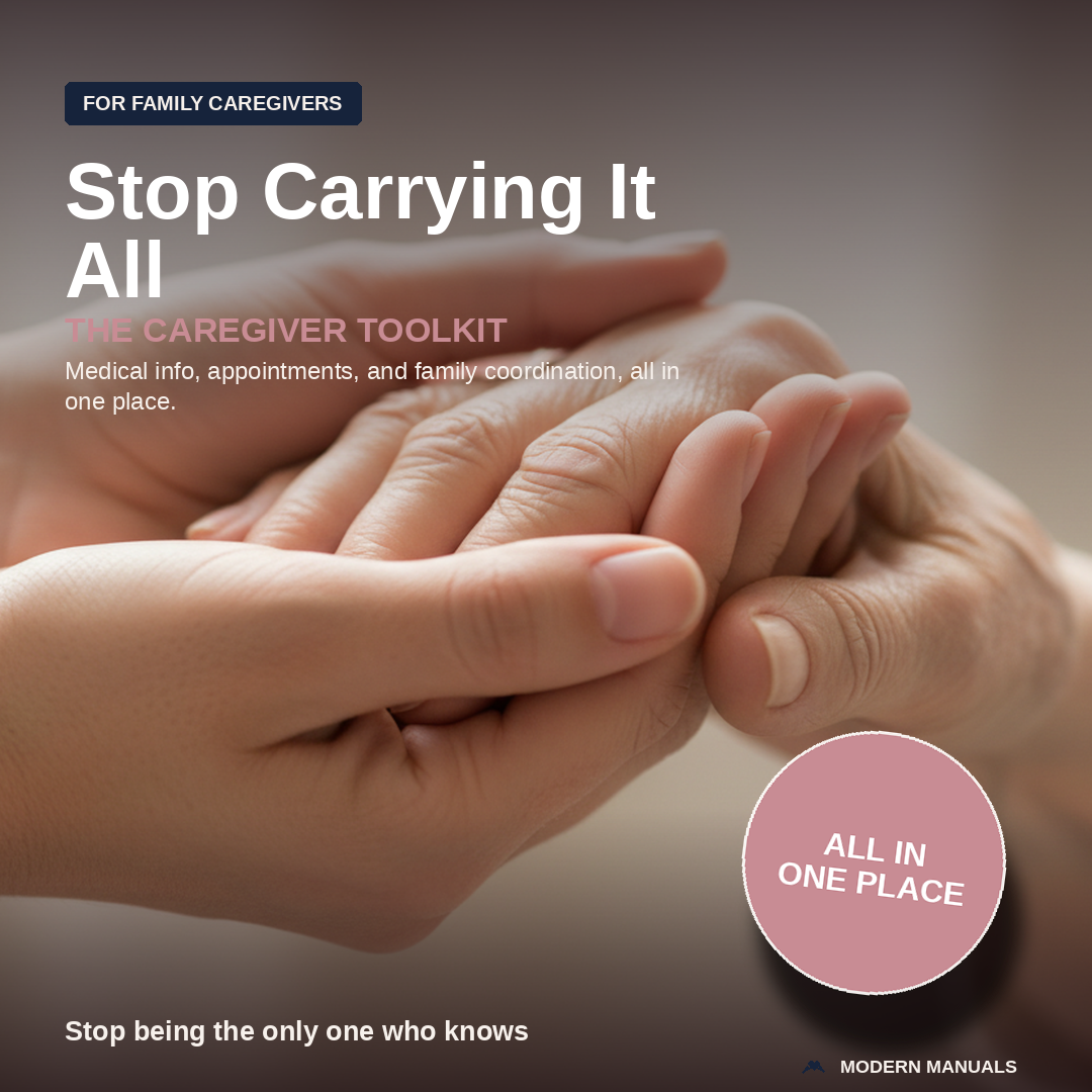 Stop Carrying It All: The Caregiver Toolkit, Vital Info Sheet, Appointment Log and Family Care Coordination Templates (PDF)